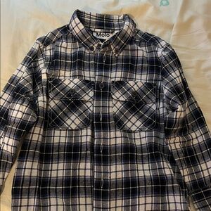 Molo Kids Navy and White Plaid Button-Down Shirt